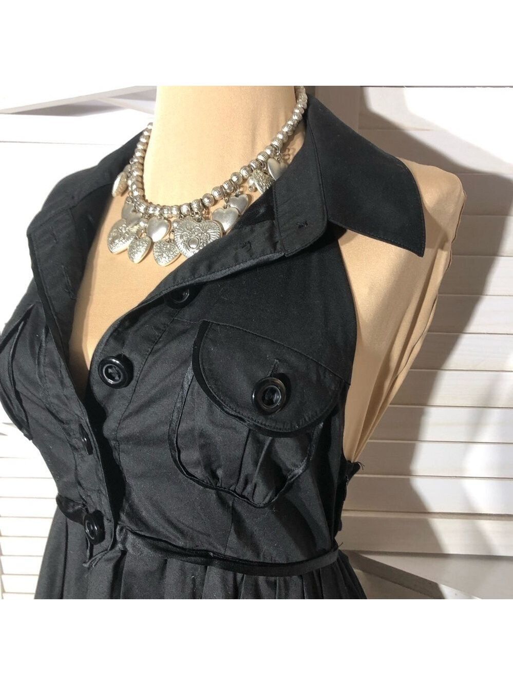 Bebe Halter Mini Dress Black Fit and Flare Medium - Picture 6 of 10
